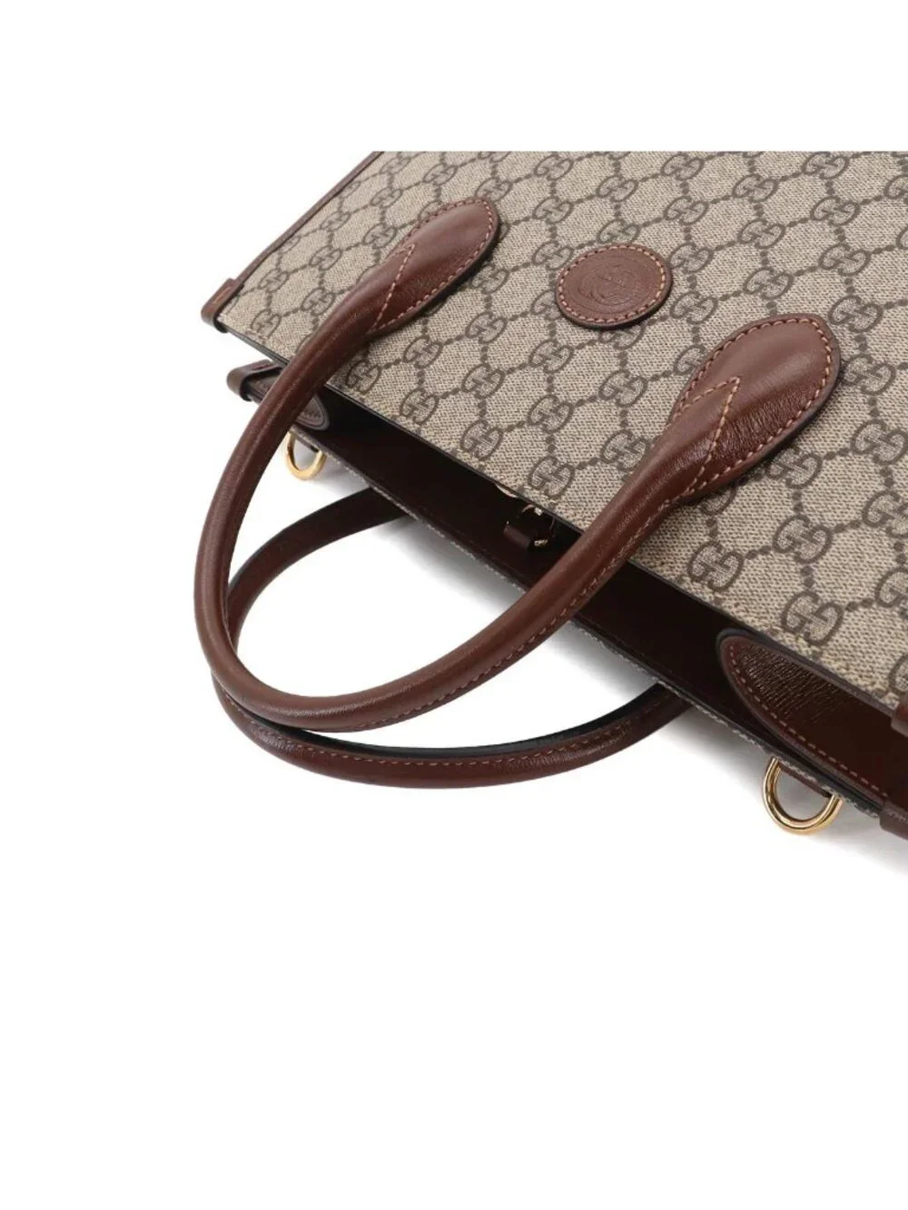Gucci Interlocking Small 2-Way Tote Shoulder Bag GG Supreme Leather Beige - Picture 5 of 10